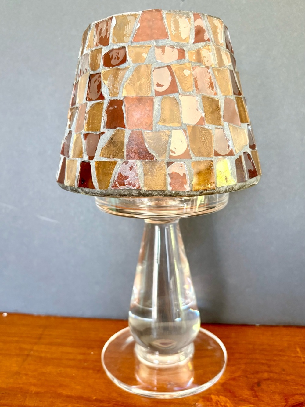 Mosaic Tile Mini Tea light or Votive Candle Lamp in Warm Neutrals- Fairy Lamp